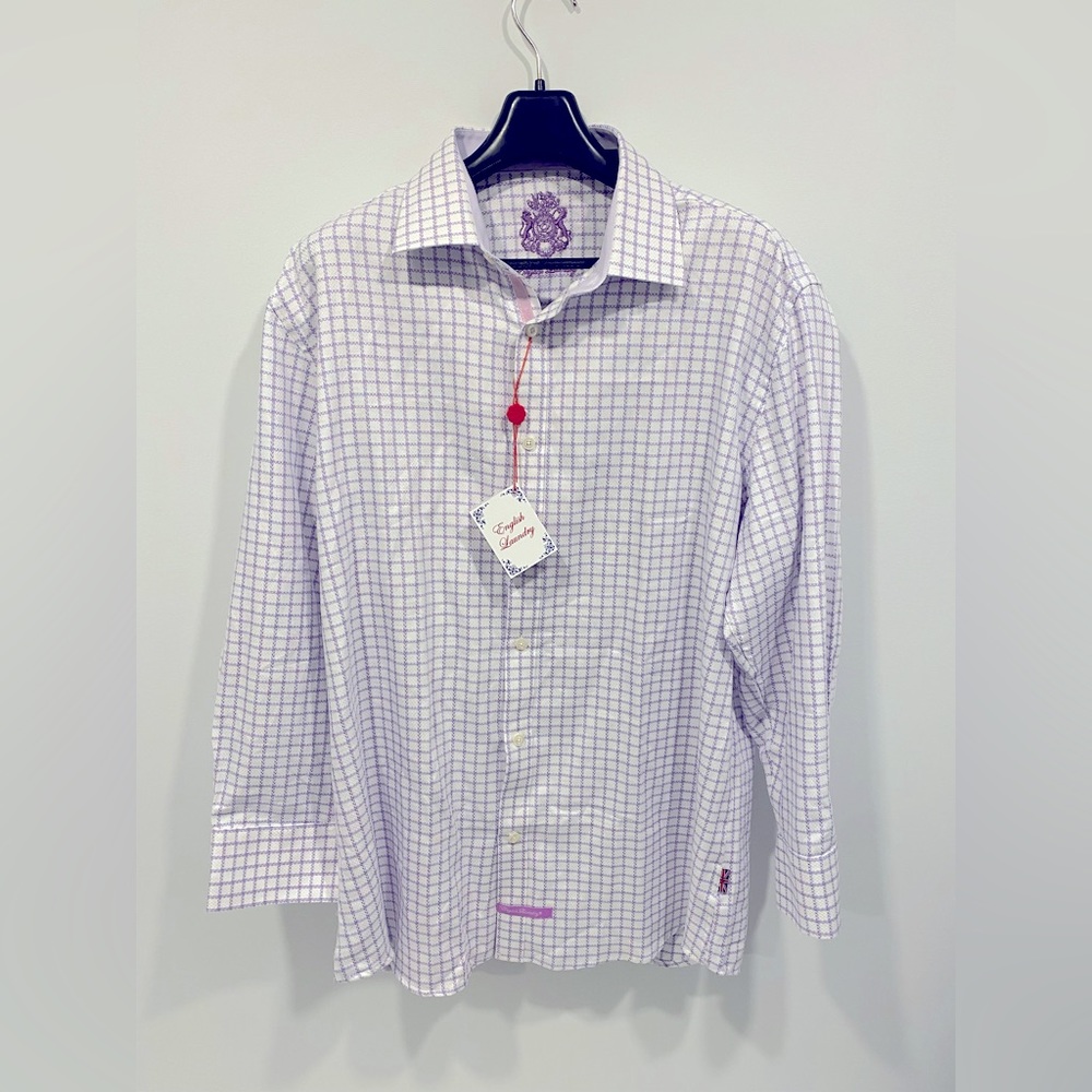 English Laundry BNWT Button up Purple and White - size 17